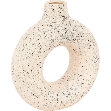 Vase Design en Dolomite "Circle" 30cm Blanc & Noir (1/3)