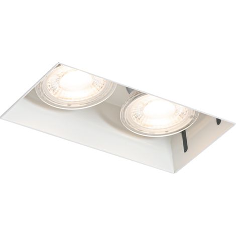 QAZQA Moderno Foco empotrado moderno blanco GU10 sin marco 2 luces - Oneon Acero Rectangular Adecuado para LED Max. 2 x 50 Watt