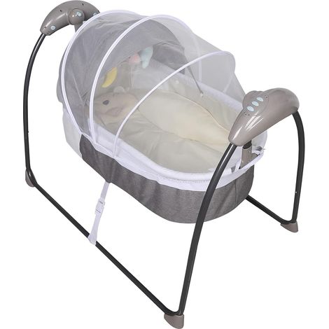 Elektrisch Babywiege,Babybett Elektrische Baby Wiege Automatischer Schaukel Intelligenter Bluetooth Schaukelwiege Mit Fernbedienung Für Babys Zwischen 0 Und 12 Monaten (Grau)