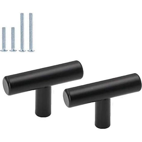 Set of 10 goldenwarm Black Cabinet Knobs Black Kitchen Door Knobs - Solid Black Kitchen Cabinet Knobs with Matte Stainless Steel Finish (1/5)