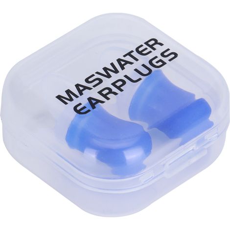 2-teiliges wasserdichtes Silikon-Ohrstöpsel mit Geräuschunterdrückung, Schutz beim Schwimmen und auf Flugreisen (blaues L + Box) (1/5)
