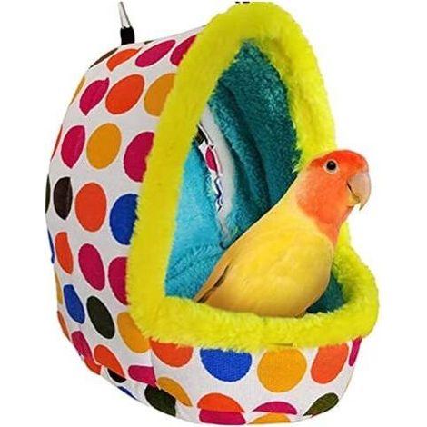 CSPARKV 8.5x8.5x11cm Maison de Nid D'oiseau Chaud d'hiver,Lit de Tente de Hamac de Cochon d'Inde en Peluche,Nid D'hamac de Perroquet D'oiseau pour des Perruches D'ara de Perroquet de Hamster (1/5)