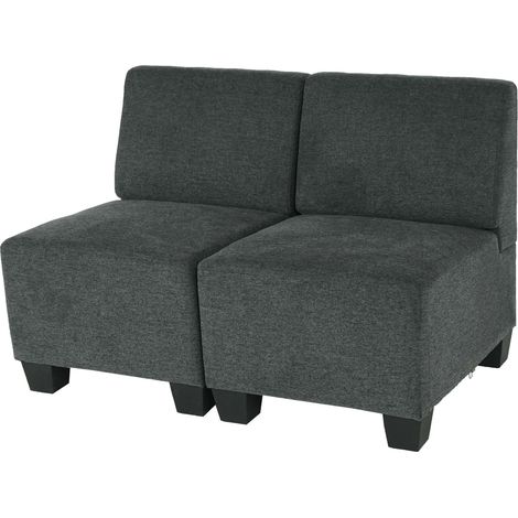 Salotto modulare componibile lounge moderno Lione N71 tessuto divano 2 posti senza braccioli antracite
