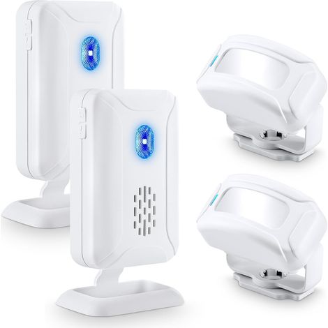 Sensor Capteur d'alarme de Sonnette Infrarouge Chargeur de Passage de Cloche ou détecteur d'entrée avec 32 mélodies pour d'affaires à Domicile 2 Infrarouge + 2 récepteur