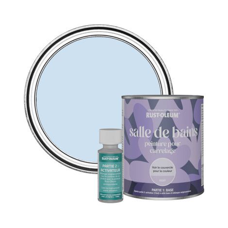 Peinture pour Carrelage de Salle de Bain, Finition Mate - Bleu Poudré 750ml (1/3)