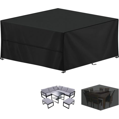 APEX Housse de table de jardin rectangulaire 250 x 250 x 90 cm, imperméable et résistante aux UV, en tissu Oxford 420D. (1/5)