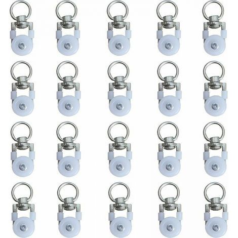 20pcs Rouleaux de Rail de Rideaux,Rouleaux de Rail,Rouleaux de Tringle à Rideaux GlissièRes,Poulie Silencieuse,Rail de Rideaux FenêTre Double Rail Rouleau,pour Rails de Rideau de Windows (1/4)