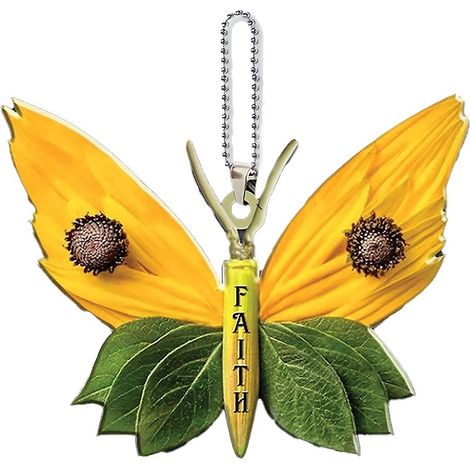 MIMOSON-Accessoires intérieurs de voiture en forme de croix papillon, décorations de sapin de Noël, porte-clés style 4 (1/5)