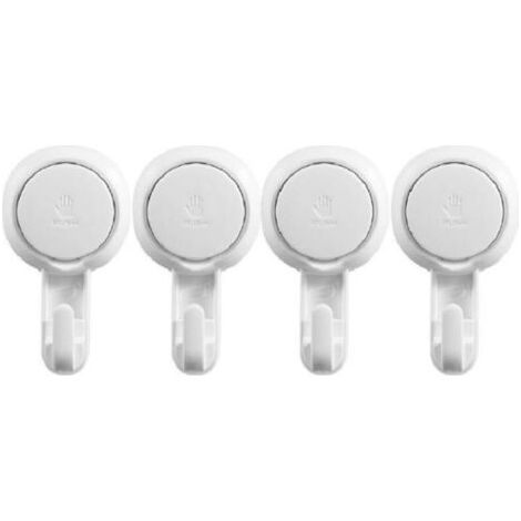 Lot de 4 crochets à ventouse en plastique, crochets muraux à ventouse, tout neufs, solides, porte-serviettes, peignoir, couronne, manteau, torchon, ustensiles de cuisine et de salle de bain, 5 kg, bla (1/3)