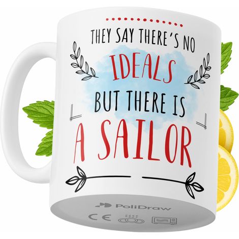Taza de café/té divertida con diseño de texto humorístico para marineros. Taza ideal para cumpleaños, santos, días festivos y ocasiones especiales. Color blanco, 330 ml. (1/5)