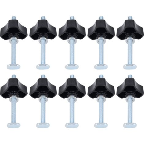 Kit de boulons filetés et de rondelles d'écrous en acier inoxydable M8x100mm, 10 jeux de boutons de rail en T pour fixation de gabarit pour le travail du bois (1/5)