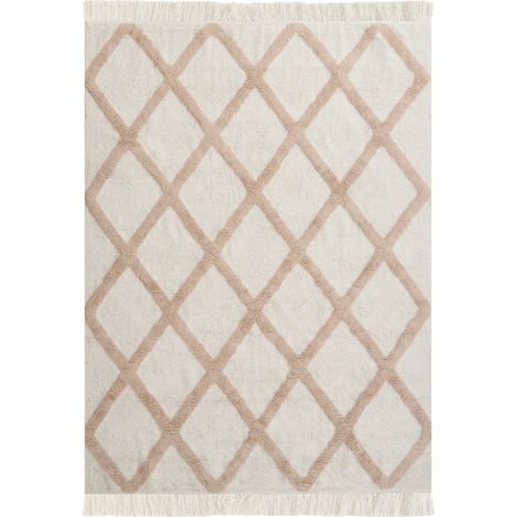 Alfombra de algodón 160 x 230 cm habitación infantil sala de estar beige Punsari (1/5)