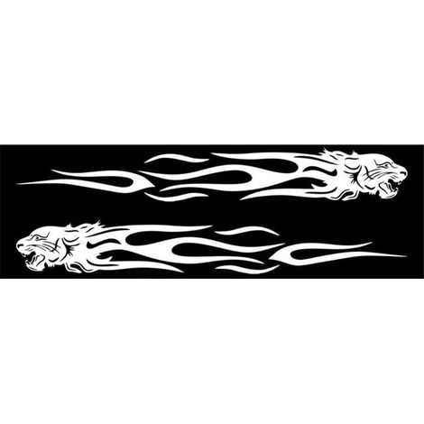 3D Tiger Flame Racing Sport Stripes Autocollant Car Auto Adhesive Immasheproof Decoration (blanc) (1/2)