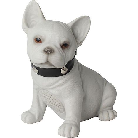 Mini enceinte portable sans fil au design mignon d'animal de dessin animé, en forme de chien (blanc). (1/4)