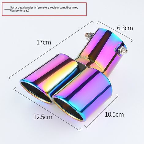 Accessoire d'échappement double avec trous de ventilation, facilité d'installation-double tube couleur (bouche oblique) coude