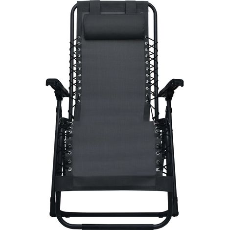 Chaise pliable de terrasse Noir Textilène (1/5)