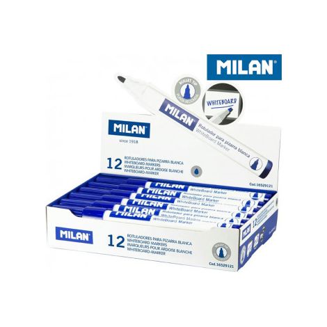 Boite de 12 marqueurs Bleu Ø4,7mm pour tableau blanc Milan