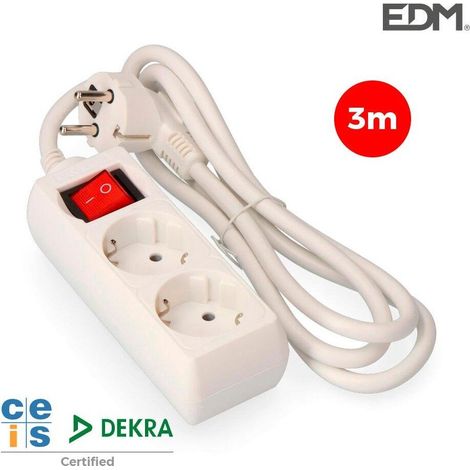 Base Multipla con 2 Prese t/tl 10/16A Schuko + Interruttore 3m 3x1,5mm EDM