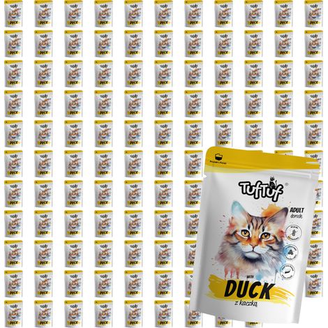 Comida húmeda para gatos TufTuf sabor pato, sobre de 120 x 100 g, sabor carne. (1/2)