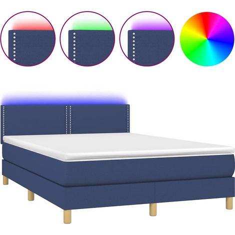 Maison Exclusive - Boxspringbett mit Matratze & LED Blau 140x200 (1/5)
