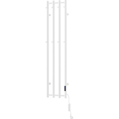 Sèche-serviettes électrique 250W Silla, radiateur salle de bain 140,5x24,2x4,2 cm, installation murale, design moderne, Blanc
