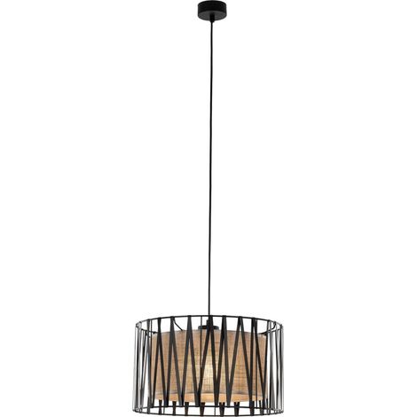 Hängelampe Metall E27 Ø 40 cm H: max. 165 cm Schwarz Braun rund Modern