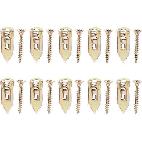 Packung mit 10 Trockenbaudübeln, selbstschneidenden Schrauben, Trockenbaubefestigungsstopfen – 3 x 1,1 x 1,1 cm – Gold (1/4)