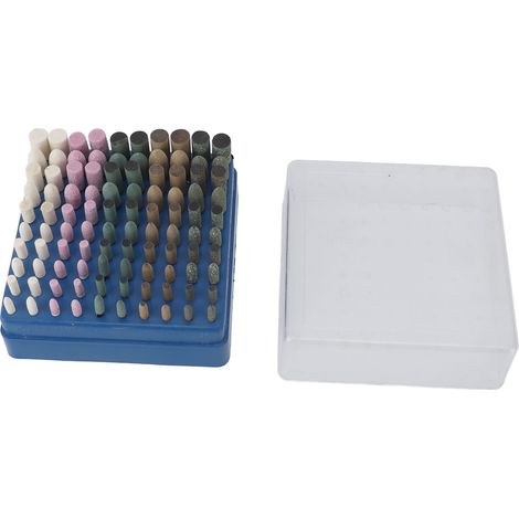 Kit di lucidatura rotativa Badafaci da 100 pezzi, punte abrasive con gambo da 3 mm, tra cui lana, sesamo, gomma, cuoio bovino e pietra abrasiva, per metallo e alluminio.