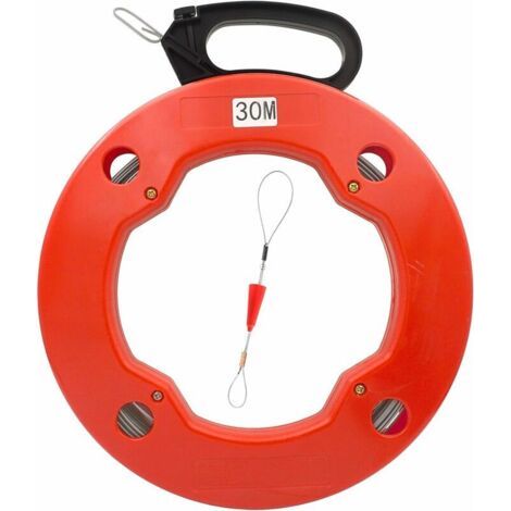 Aiguille tire fil 30M Aiguille électricien en Acier, Fish Tape pour Cable en Boîtier Plastique avec Tête Flexible de Guidage (1/5)