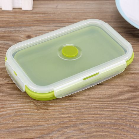 Boîte à lunch pliable en silicone vert de 800 ml (1/5)