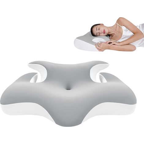Oreiller cervical en mousse à mémoire de forme pour un sommeil réparateur, taie d'oreiller respirante et rafraîchissante (gris)-AquaForge (1/5)