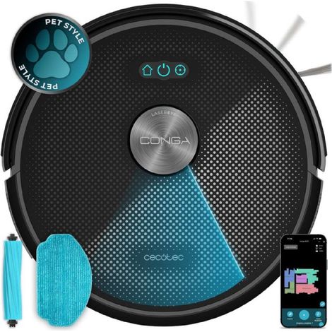 Cecotec Robot Aspirador y Friegasuelos Conga M70. Navegación Láser, 20000Pa de Presión de Succión, Batería de 4500 mAh