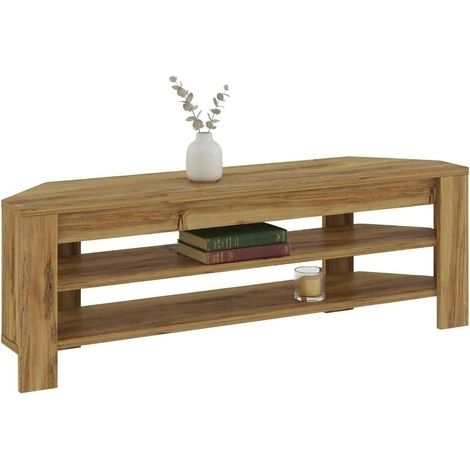 Eck-TV-Schrank Venezze, 2 Regale, Traglast 40 kg, 120x30x40h cm, Braun Eiche