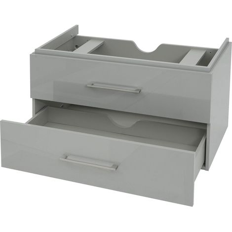 [JAMAIS UTILISÉ] Premium Meuble sous-lavabo HHG-245, meuble sous-lavabo Meuble de salle de bain, brillant 90cm, gris