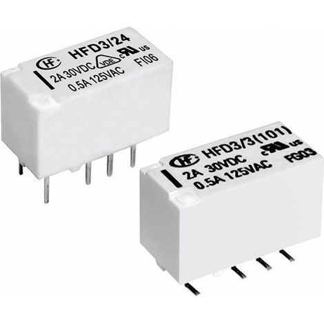 Hongfa HFD3/024 Relè per PCB 24 V/DC 2 A 2 scambi 1 pz. (1/2)