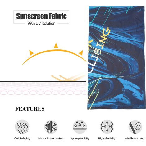 Écharpe/masque/serviette de protection solaire en soie glacée pour l'été, idéale pour la pêche, l'équitation (glacier) et les activités de plein air. (1/5)