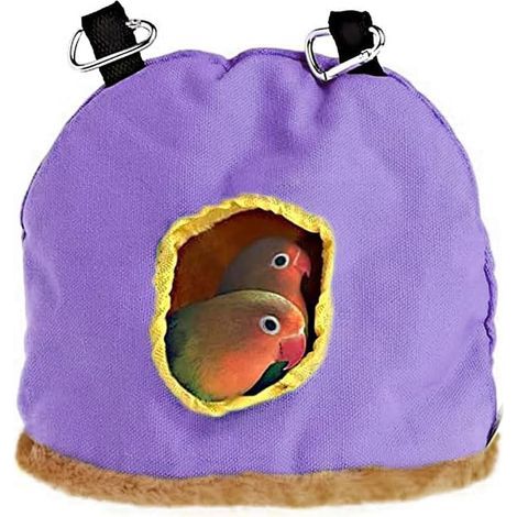 Hängendes Vogelnest, warmer Vogelkäfig für den Winter, Plüsch-Vogelhaus für den Winter, lila, M