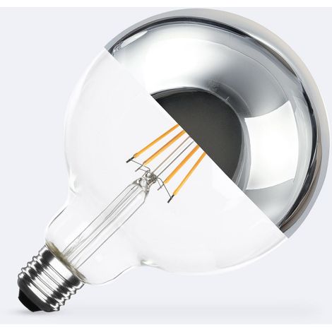Bombilla Filamento LED E27 Casquillo Gordo 8W 800 lm G125 Chrome Reflect No Flicker 2200K Súper Cálido