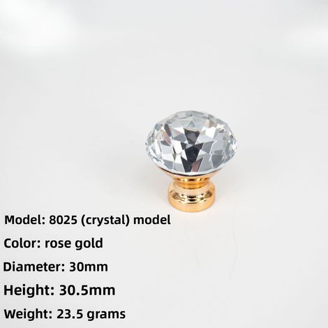 Lot de 3 poignées cristal 8025 30mm chromé 1 trou pour tiroir porte meuble style américain (1/4)