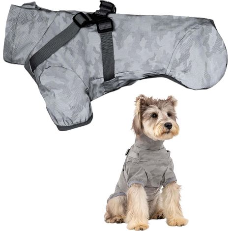 Imperméable pour Chien, Veste de Pluie Imperméable avec Harnais, Ajustable et Légers, Manteau Imperméable Vêtement avec Bandes Réfléchissantes pour Chiens de Petite, Moyenne et Grande, Camouflage (XL) (1/5)