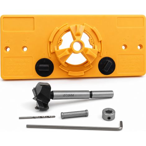 Gabarit de Perçage Charnière 35 mm pour Menuiserie Jaune (1/5)