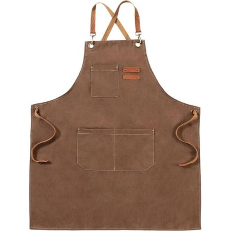 Brown canvas aprons, work aprons for men and women, chef aprons, aprons for waiters, kitchen, baking, artists, painting