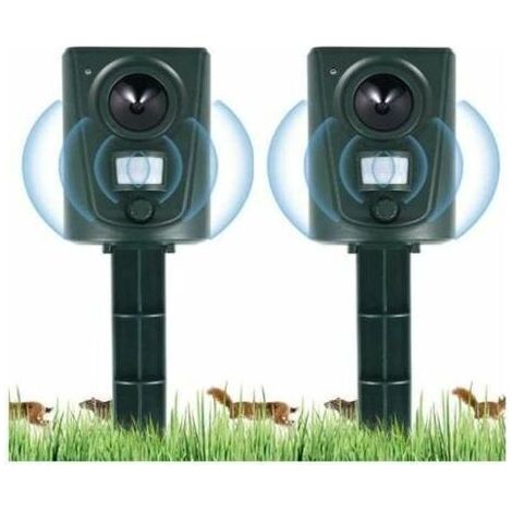 2X Répulsif Chat Jardin à Ultrasons, Répulsif Chats avec Piquet au Sol Prévenir Les Chiens et Les Chats, Les Oiseaux, pour Jardins, Champs, Pépinières, Etanche
