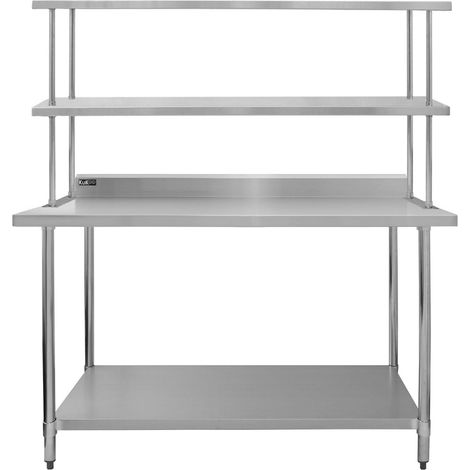Kukoo - Set Tavolo & Ripiano per Cucina Commerciale con Mensole in Acciaio Inox da Cucina Ristorante, Acciaio Inossidabile Resistente alla Corrosione per Albergo Bar Hotel Catering Pub - Doppia - 150c