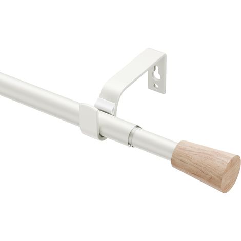 Tringle à rideaux extensible blanche 76-208 cm, diamètre 16/19 mm avec kit de ferrures, pour rideaux à œillets, embout design unique, décoration salon, chambre à coucher, épissée réglable (1/5)