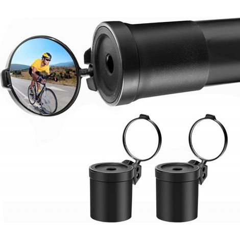 Rétroviseur de vélo pour guidon de vélo de montagne, mini rétroviseur, pliable, manchon de montage en caoutchouc rotatif à 360 ° (1/5)