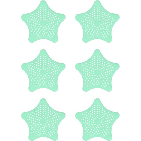 Crépines d'évier en caoutchouc en forme d'étoile de mer – bouchon de crépine d'évier de cuisine en silicone – récupérateur de cheveux pour bonde de baignoire (vert clair) (1/5)