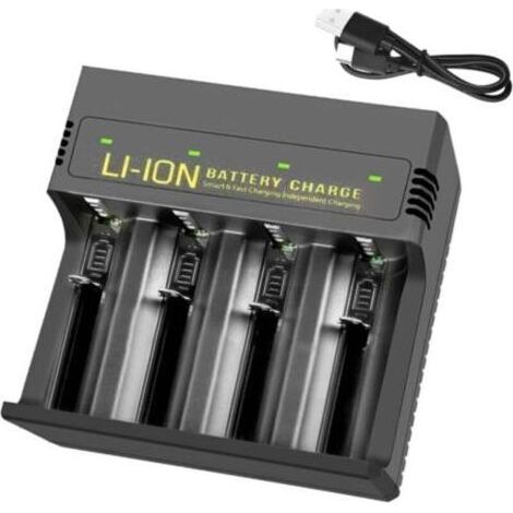 Caricabatterie universale per batterie ricaricabili AA AAA C NiMH NiCd batteria agli ioni di Litio, ricarica rapida USB-C con funzione di scarica, 4 slot indipendenti. (1/5)