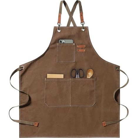 Grembiule da barbecue - Cinturino inguinale regolabile - 3 tasche - Marrone (1/3)