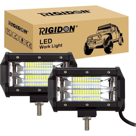 2 Pcs 13 cm 5 pouces 72W barre de travail led, 12V 24V phare de travail led pour offroad Voiture camions SUV 4x4 tracteur, floodlight feu antibrouillard, 6000K (1/5)